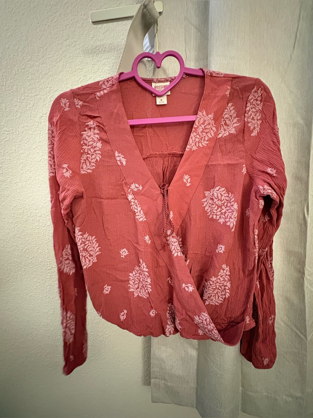 Mossimo Supply Co. Dusty Rose Floral Wrap Blouse